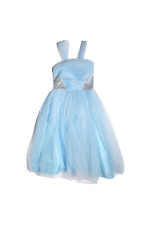 Kız Çocuk Gri Simli Pullu Tüllü Abiye Elbise