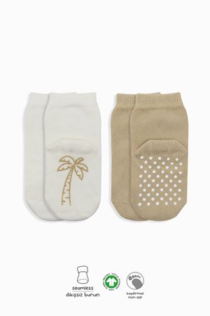 Bistyle 2'Li Meyve Figürlü Kaymaz Soket Çorap 10105 Bej Ekru