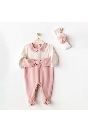 Andywawa AC25043 Puppy Gazelle Kadife Bebe Tulum Takım Pink