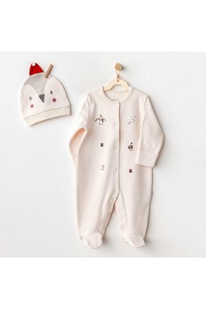 Andywawa AC25343 Penguin Bebek Tulum Takım Ekru