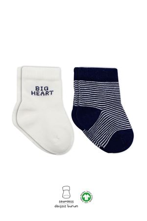 Bistyle 2'Li Big Heart Penye Soket Çorap 10117 Lacivert