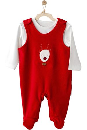 Andywawa AC25339 Happy Newyear Kadife Bebek Tulum Takım Red