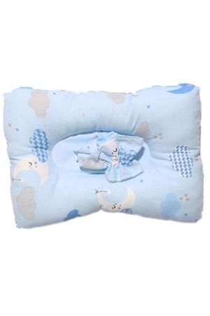 Unisex Bebek Beyaz Mavi Bulutlu Aylı Desenli Emzirme Yastığı