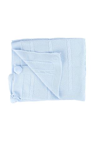 Erkek Bebek Mavi Örgü Desenli Ponponlu Triko Battaniye 80x90