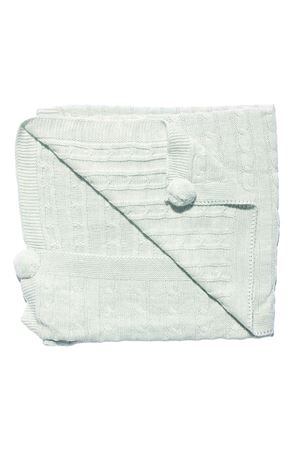 Bebek Gri Örgü Desenli Ponponlu Triko Battaniye 80x90