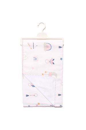Unisex Beyaz Pembe Biyeli Gökkuşağı Ay Desenli Pazen Battaniye