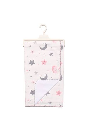 Unisex Beyaz Pembe Biyeli Bulut Ay Yıldız Desenli Pazen Battaniye