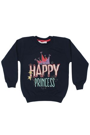 Kız Çocuk Lacivert Happy Prensess Yazılı Taç Baskılı Tek Üst Sweat