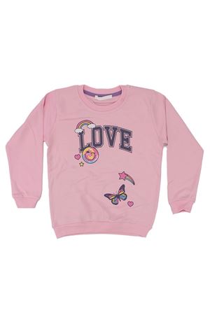 Kız Çocuk Pudra Love Gülücük Baskılı Tek Üst Sweat
