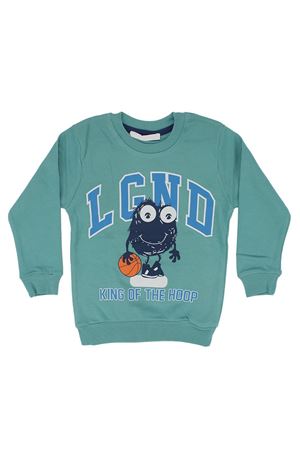 Erkek Çocuk Su Yeşili Basketboll Topu Desenli Fiğürlü Tek Üst Sweat