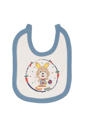 Unisex Bebek Ekru Laci Biyeli Tavşanlı Havuç Desenli Penye Önlük