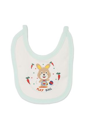 Unisex Bebek Ekru Yeşil Biyeli Tavşanlı Havuç Desenli Penye Önlük