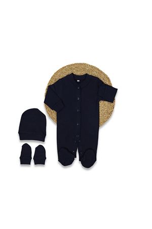 Sade Lacivert Bebek Bereli Eldivenli Tulum