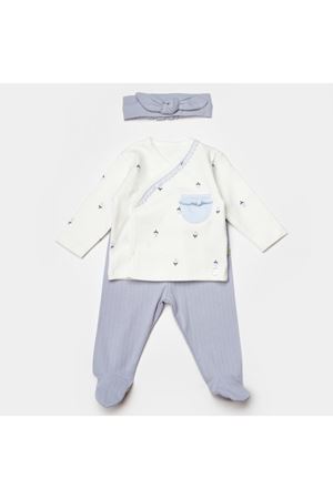 Bibaby Biorganic Love Floral 3 Parça Zıbın Seti 73346 Ekru Lila