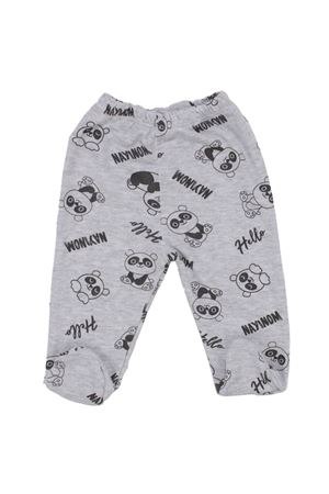 Erkek Bebek Gri Panda Baskılı Patikli Tek Alt
