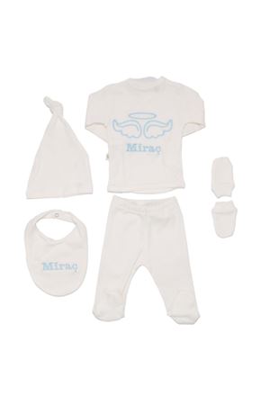 Erkek Bebek İsme Özel Mavi Nakışlı Bereli Eldivenli 5 Parça Hastane Çıkış Seti 0-3 Ay