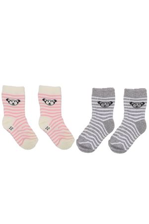 Kız Bebek Ekru Gri  I Mum Kalpli 2'li Havlu Çorap