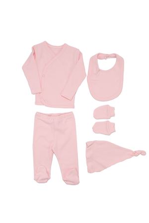 Pembe Bağlamalı Şapkalı Bebek 5'li Hastane Çıkış Seti