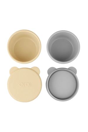 OiOi Silikon Kapaklı Mini Kase 2'Li Mini Bites Mellow Yellow / Powder Grey