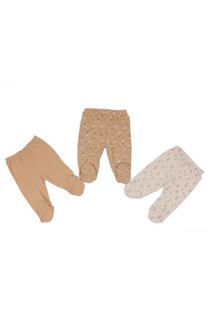 Kahve Bej Yaprak Desenli 3'lü Tek Alt Set