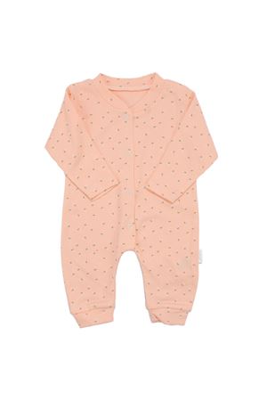 Kız Bebek Somon Çiçek Desenli Raporlu Çıt Çıtlı Tulum