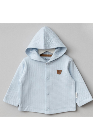 Bebitof Kapüşonlu Bebek Hırka 80153 Koyu Mavi