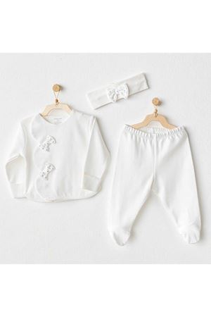 Andywawa AC25824 Chic Girl 3'Lü Bebek Zıbın Takım Ekru