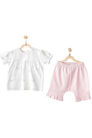 Andywawa AC25631 Cuddly Bunny Bear 2'Li Bebe Takım Pink