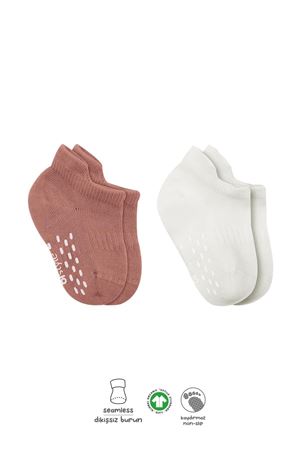 Bistyle 2'Li Sneakers Kaymaz Colours Penye Çorap 20104 Ekru Pudra