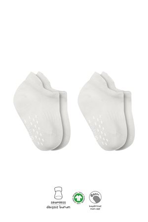 Bistyle 2'Li Sneakers Kaymaz Basic Penye Çorap BS20103 Ekru Ekru