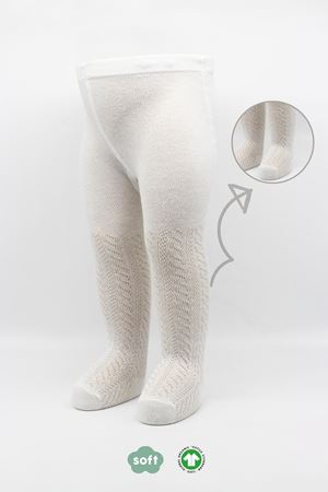 Bistyle Tekli Zikzak Kabartma Penye Külotlu Çorap BS50108 Ekru