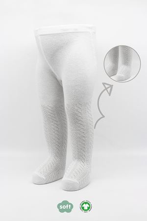 Bistyle Tekli Zikzak Kabartma Penye Külotlu Çorap BS50108 Beyaz