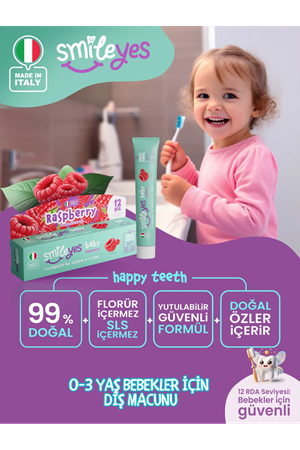 Smileyes Baby Diş Macunu 0-3 Yaş 30 ml Raspberry