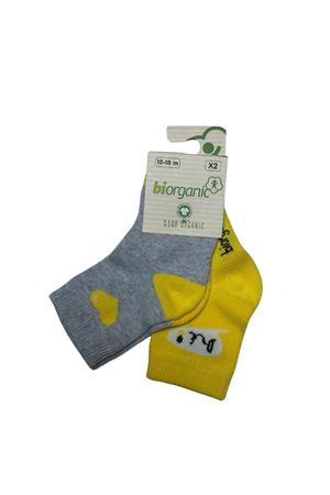 Bibaby Biorganic Hi Kız 2'Li Çorap 68403 Gri Sarı