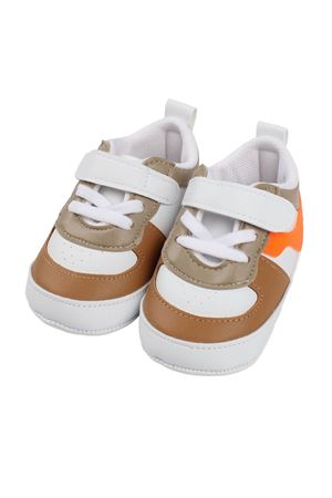 Erkek Bebek Beyaz Kahve Bağıcıklı Çıtçıtlı Deri Ayakkabı