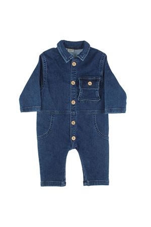 Lacivert Cepli Düğmeli Kot Tulum