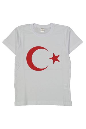 Beyaz Kırmızı Ay Yıldız Kısa Kollu Bayrak Tişört