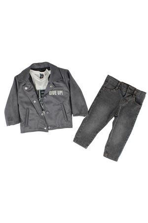 Erkek Çocuk Gri Süet Ceketli Kot Pantolonlu Lüx 3'lü Takım