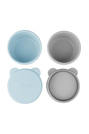 OiOi Silikon Kapaklı Mini Kase 2'Li Mini Bites Mineral Blue / Powder Grey
