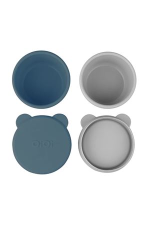 OiOi Silikon Kapaklı Mini Kase 2'Li Mini Bites Deep Blue / Powder Grey