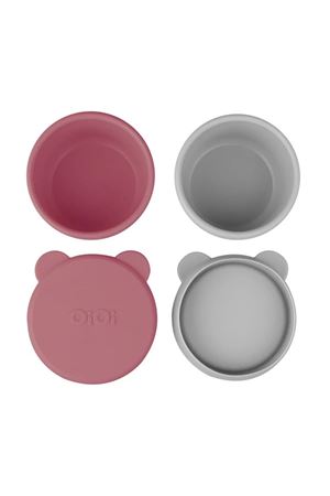 OiOi Silikon Kapaklı Mini Kase 2'Li Mini Bites Velvet Rose / Powder Grey