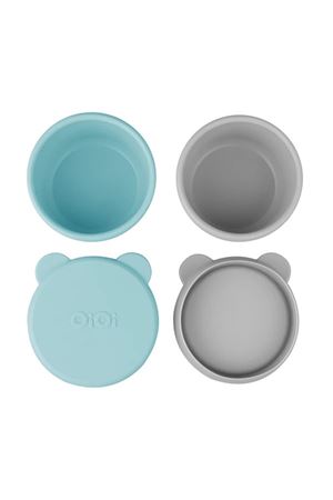 OiOi Silikon Kapaklı Mini Kase 2'Li Mini Bites Aqua Green / Powder Grey