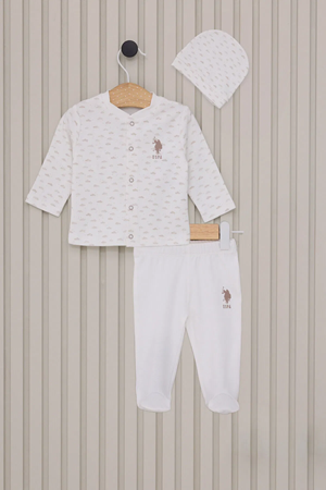 U.S Polo Bebek 3'Lü Takım USB2023 Krem