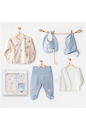 Andywawa AC25910 Newborn Set Dino 5'Li Hastane Çıkışı Beige