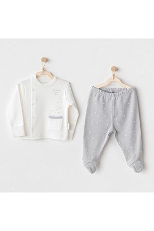 Andywawa AC25704 Sıde Snap Set Mommy's Little Star 2'Li Zıbın Set Grey