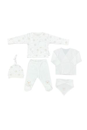 Andywawa AC25560 Newborn Set Tinny Ships 5'Li Hastane Çıkışı Ekru