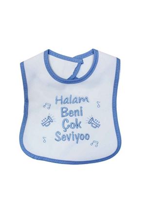 Erkek Bebek Halam Beni Çok Seviyooo Nakışlı Mavi Su Geçirmez Önlük