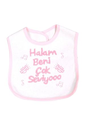 Kız Bebek Halam Beni Çok Seviyooo Nakışlı Pembe Su Geçirmez Önlük