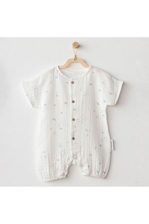 Andywawa AC25611 Ocean İs My Happy Place Müslin Bebek Tulum White