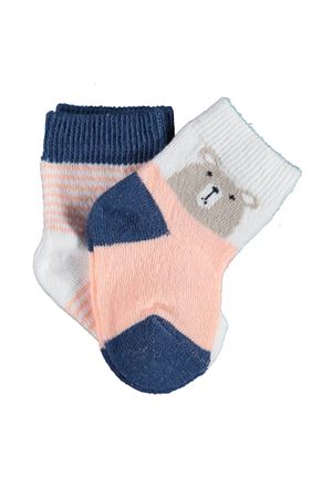 Bibaby Biorganic Hello Teddy Bear 2'Li Kız Çorap 68404 Ekru Somon